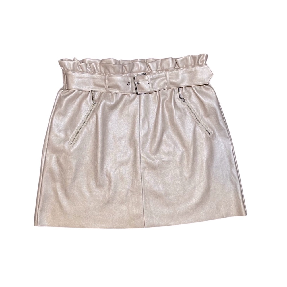 Marc New York Faux Leather Mini Skirt Metallic Pink
